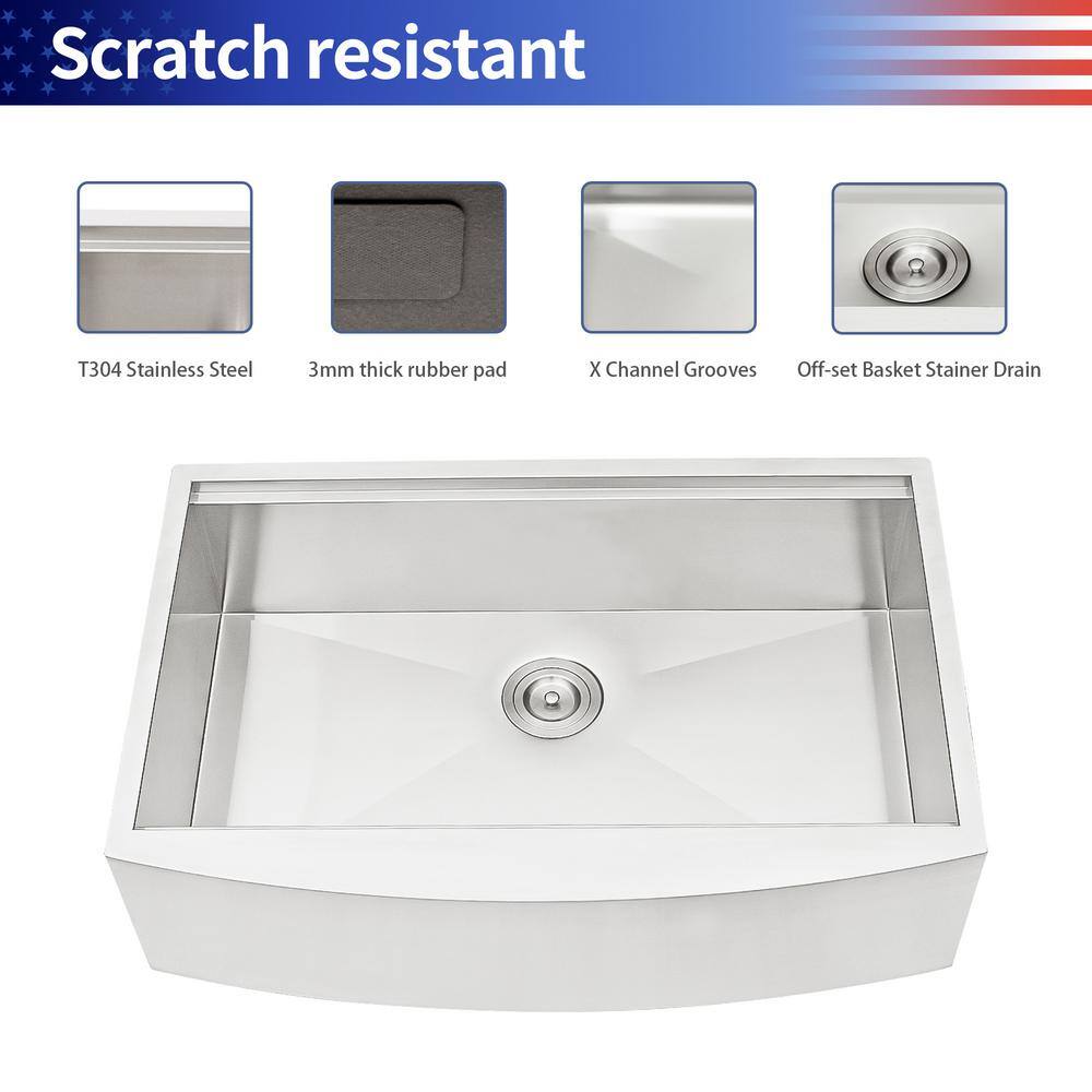 30'' Stainless Steel Farmhouse Single Bowl Kitchen Sink with Accessories