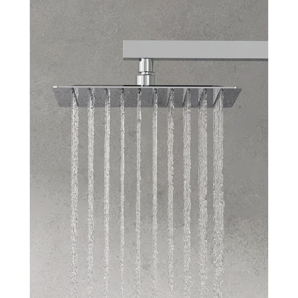 3-Spray Square High Pressure Wall Bar Shower Kit Tub and Shower Faucet in Polished Chrome (Valve Included)