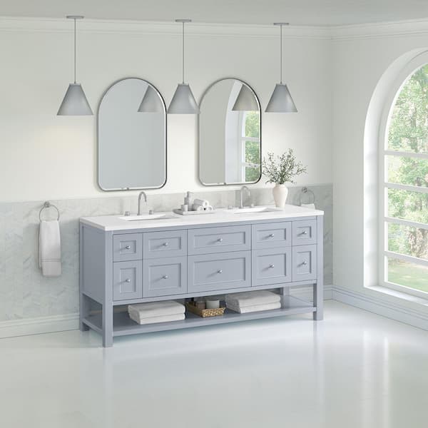 Breckenridge 72.0 in. W x 23.5 in. D x 34.25 in. H Double Bath Vanity in Serenity Blue with Quartz White Zeus Top