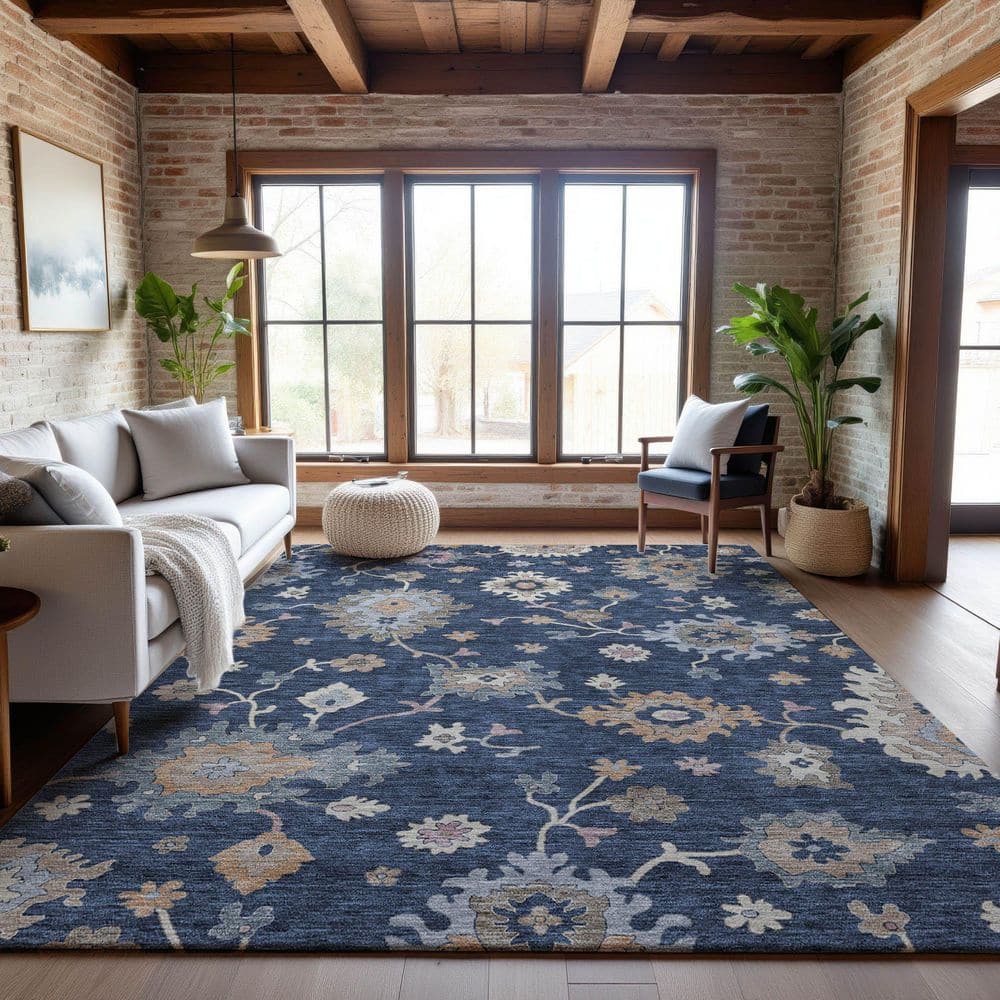 Mayfield Premium Machine Washable Abstract AMF1218 Navy 3 ft. x 4 ft. Area Rug price history on PriceWatchPro