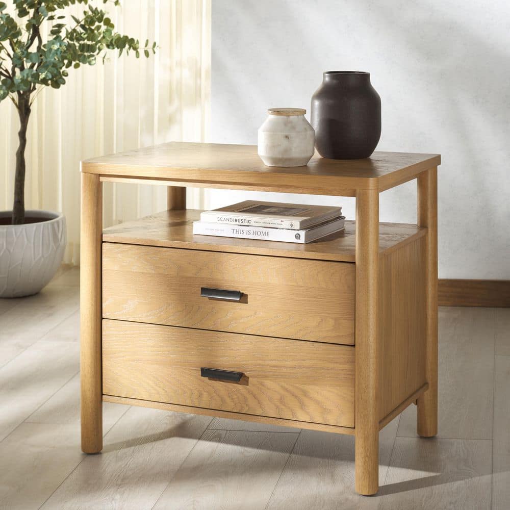 Jaylessa Natural 2 Drawer Nightstand
