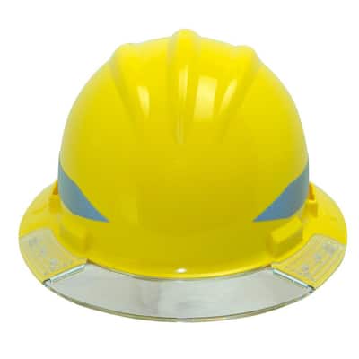 Yellow Full Brim Above View Hard Hat with Clear Brim Visor 4-Point Ratchet Suspension System and Cotton Brow Pad