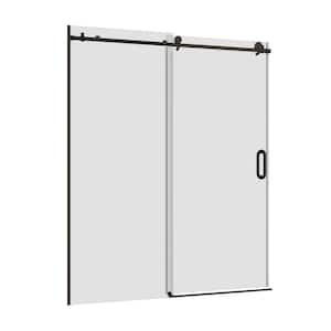60 in. W x 74 in. H Single Sliding Frameless Shower Door in Matte Black with Smooth Sliding and 5/16 in. (8 mm) Glass