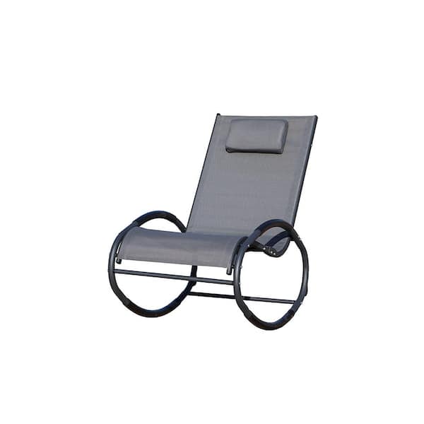 moda furnishings KkiI Black Metal Frame Outdoor Rocking Chair in Gray