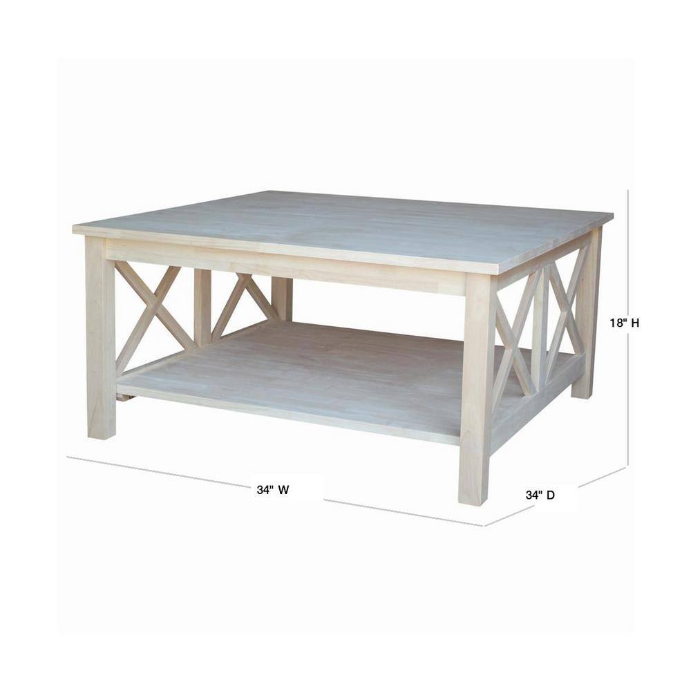 Hampton 41" Natural Wood Square Coffee Table with Storage