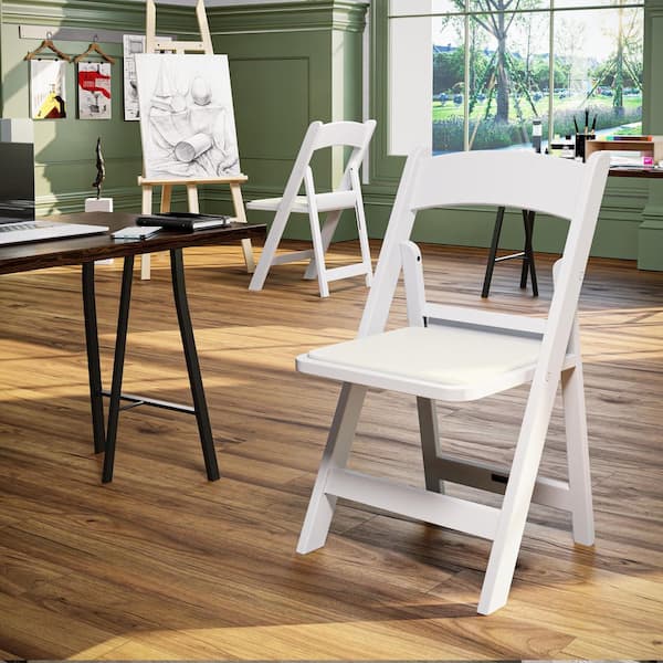 Techni Home Resin 4-Pack Folding Event Chair in White with Padded