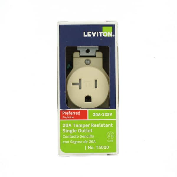 20 Amp 125 V Tamper Resistant Single Outlet/Receptacle, Ivory (1-Pack) T5020-IS