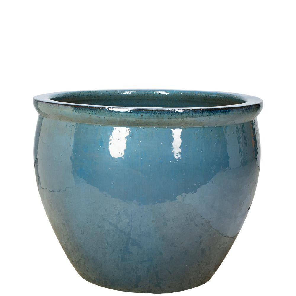 16 in. Ceramic Turquoise Fishbowl Planter VPX4-27C-TQ - The Home Depot