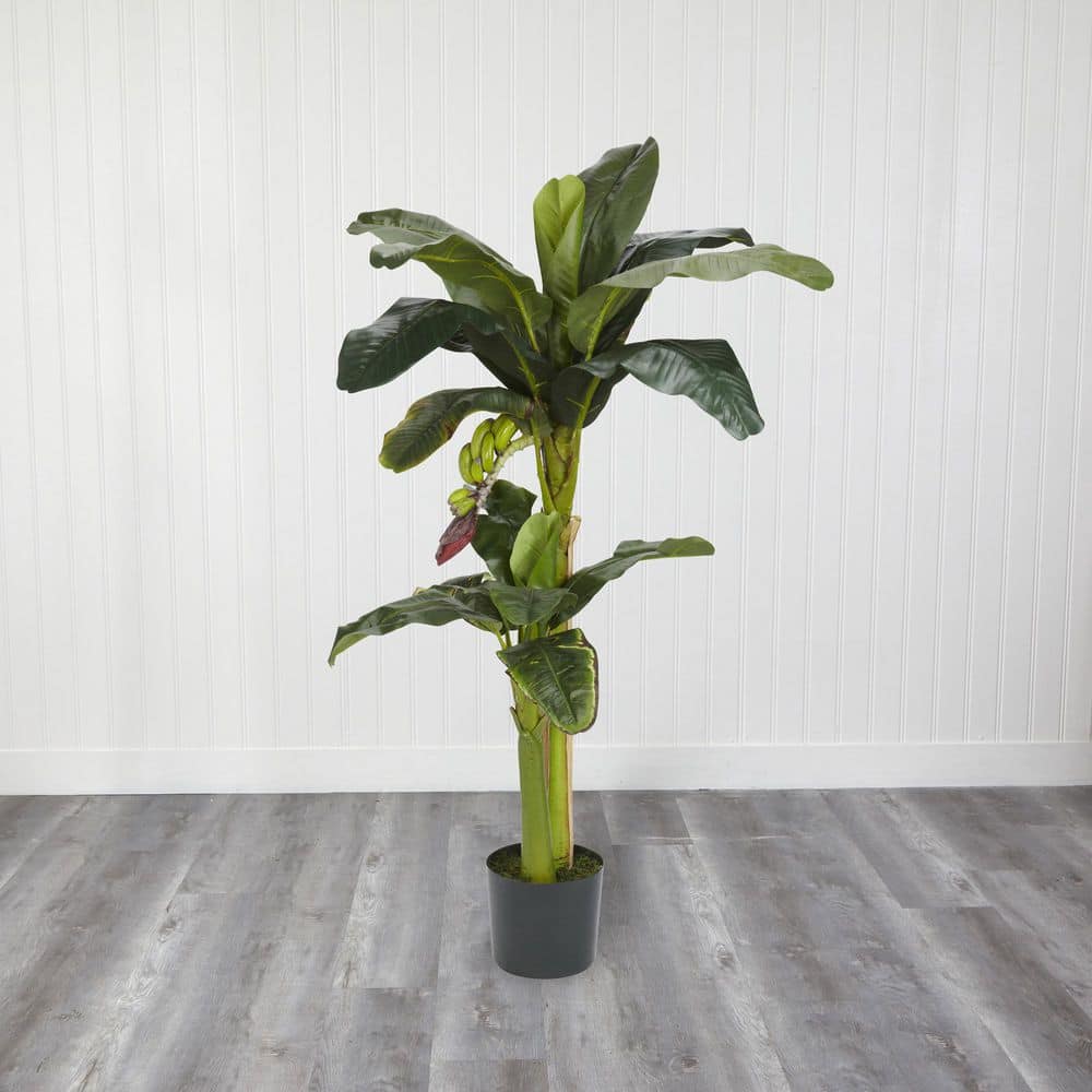 Green Silk and Plastic Potted Banana Tree Set