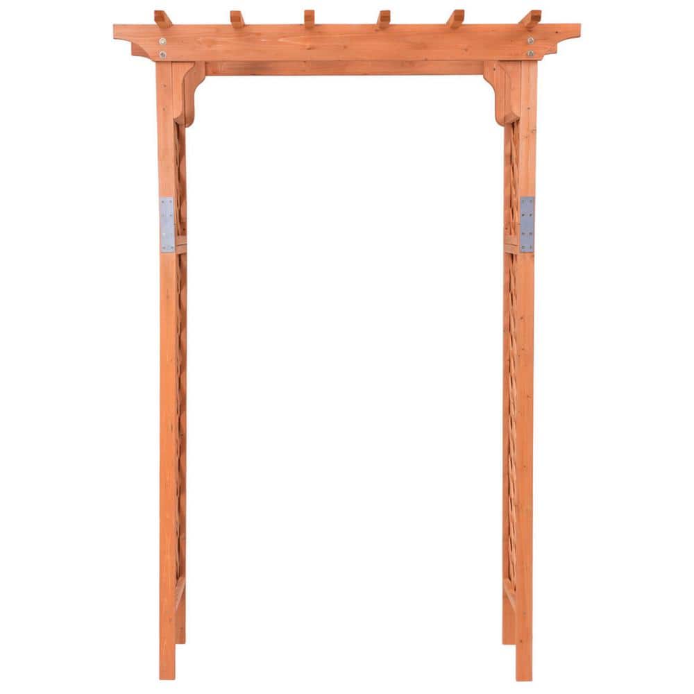 Tall Orange Fir Wood Garden Arbor with Lattice Panels