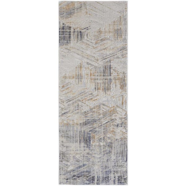 HomeRoots 2 X 8 Tan, Ivory Abstract Runner Rug