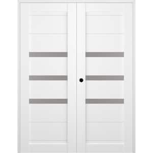 Dora 56 in.x 84 in. Right Hand Active 3-Lite Bianco Noble Wood Composite Double Prehung Interior Door