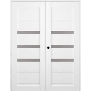 Dora 60 in.x 84 in. Right Hand Active 3-Lite Bianco Noble Wood Composite Double Prehung Interior Door