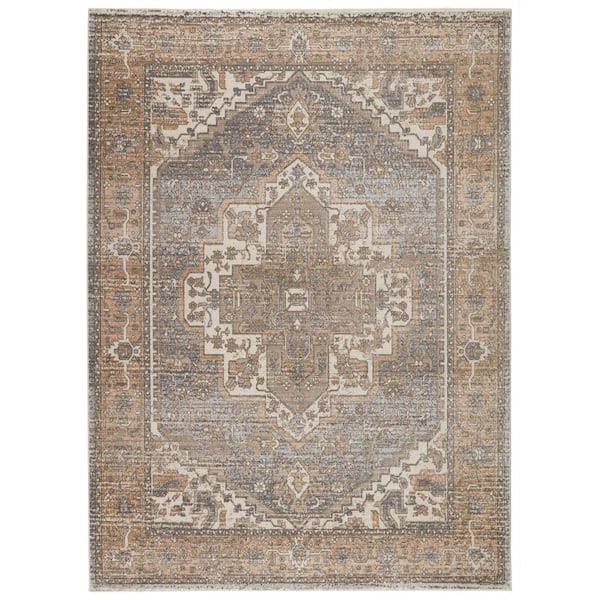 VIBE BY JAIPUR LIVING Vibe Venn Tan/Gray 7 ft. 10 in. x 10 ft. 10 in. Medallion Rectangle Area Rug