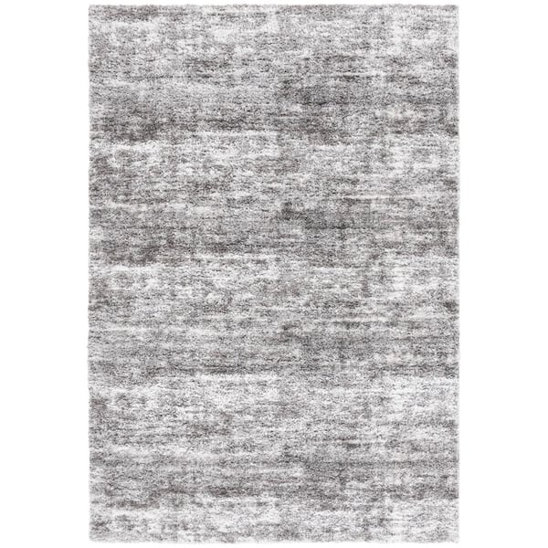 Penelope Shag 9 ft. x 12 ft. Gray/Ivory Abstract Distressed Area Rug