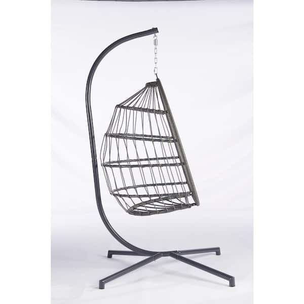 Cesicia 75.8 in. H Wicker Patio Swing Outdoor Rattan Egg Swing Chair Hanging Chair Red Cushion Water Resistant Cushion