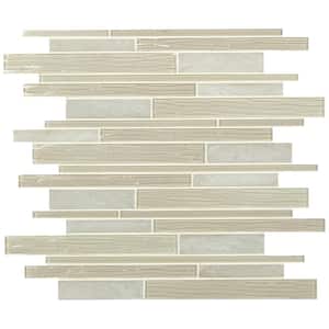 Snowcap Blend Interlocking 11.81 in. x 12.2 in. Mixed Glass Patterned Look Wall Tile (20 sq. ft./Case)