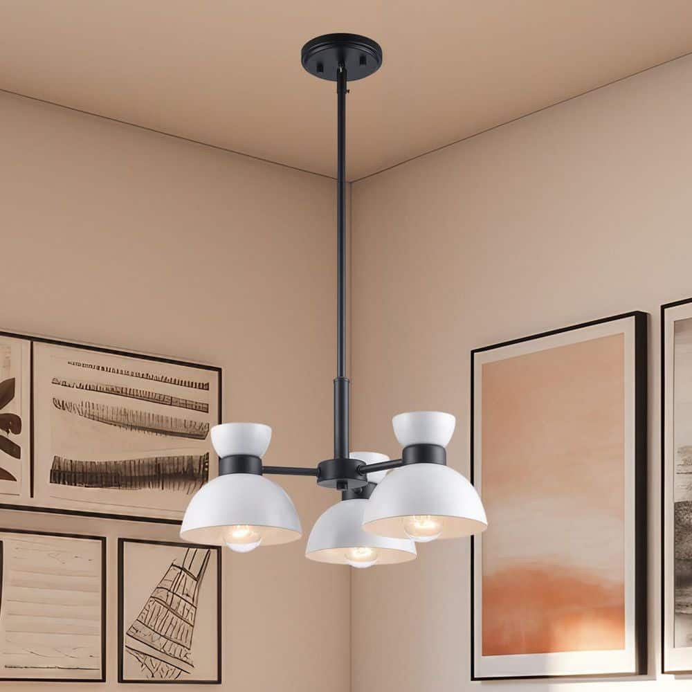 Azaria 3-Light White and Black Chandelier Light Fixture with Metal Dome Shades price history on PriceWatchPro