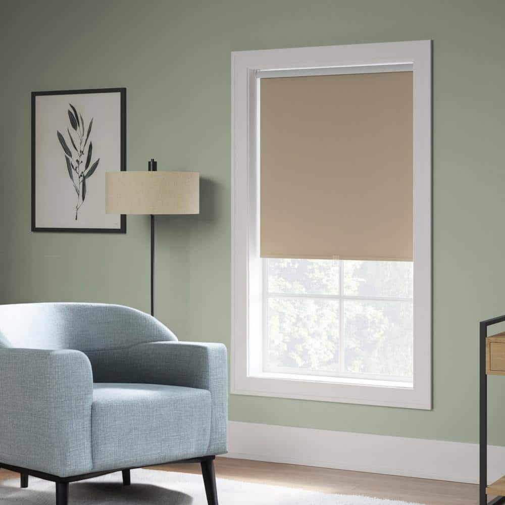 Cut-to-Width 38.5 in. W x 73 in. L Beige Cordless Blackout Polyester Fabric Roller Shade price history on PriceWatchPro