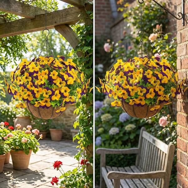 18.9 in. Purple Yellow Other Indoor/Outdoor Hanging Artificial