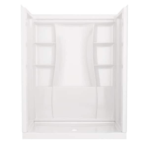 Classic 500 32 in. L x 60 in. W x 72 in. H 4-Piece Alcove Shower Kit with Shower Wall and Shower Pan in High Gloss White