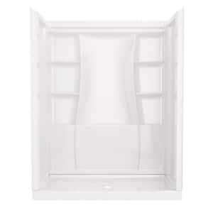 Classic 500 32 in. L x 60 in. W x 72 in. H Alcove Shower Kit with Shower Wall and Shower Pan in High Gloss White