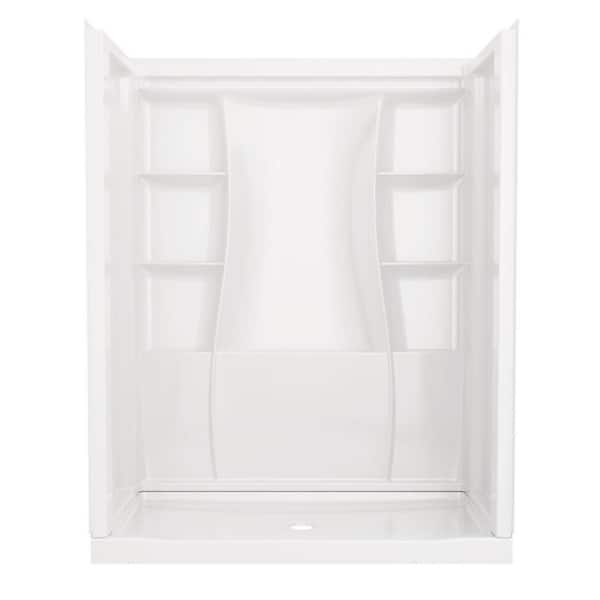 Delta Classic 500 32 in. L x 60 in. W x 72 in. H Alcove Shower Kit with Shower Wall and Shower Pan in High Gloss White