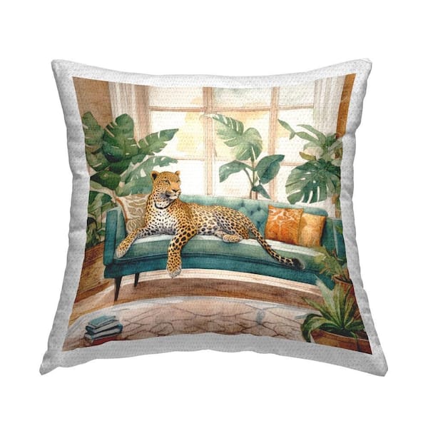 Stupell Industries Tropical Florals Cheetah Outdoor Printed Throw Pillow by Kim Allen