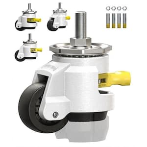4-Pack White 2 in. Swivel Leveling Caster Wheels Retractable Adjustable Handle Heavy Duty 2200 lbs. Load Capacity