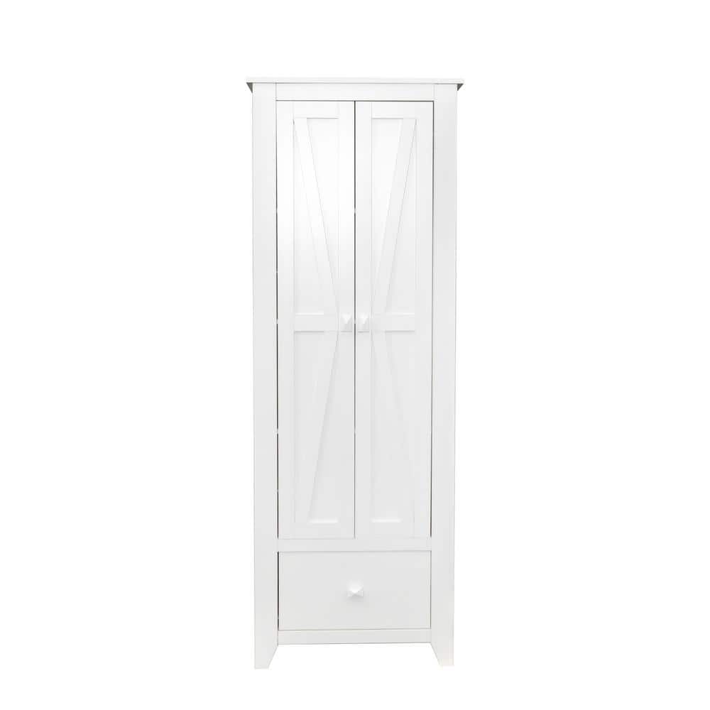25.59 in. W x 15.75 in. D x 70.87 in. H White Linen Storage