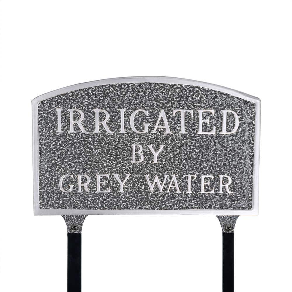 10 in. x 15 in. Standard Arch Irrigated by Grey Water Statement Plaque Sign with Lawn Stakes - Swedish Iron price history on PriceWatchPro