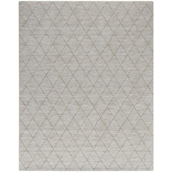 Wool Haven Grey 8 ft. x 10 ft. Diamond Contemporary Area Rug