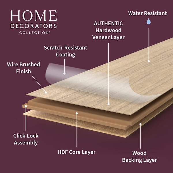 Home Decorators Collection Sutton Post Hickory 3/8 in. x 5 in. Click-Lock Water Resistant WB Engineered Hardwood Flooring (19.7 sq. ft. / case)