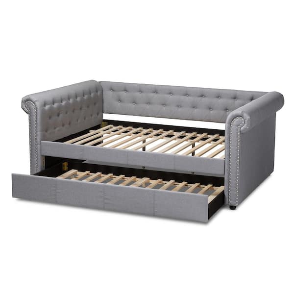 Baxton Studio Mabelle Gray Queen Daybed with Trundle 154 9482 HD