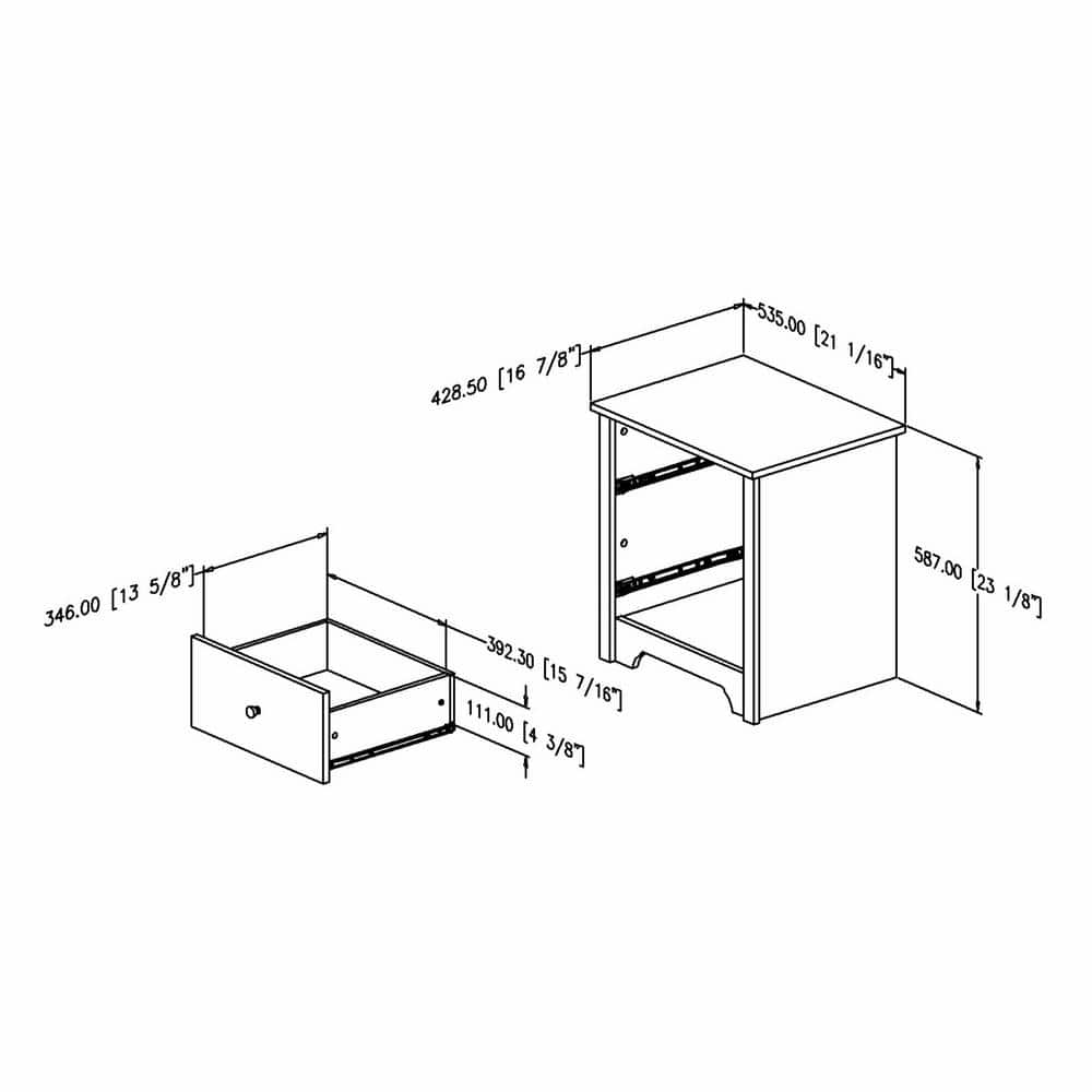 Vito Soft Gray 1-Drawer Nightstand with Open Storage