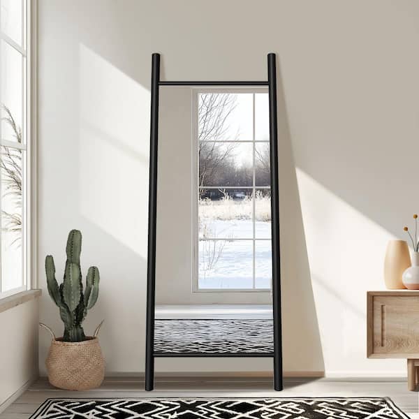 Dovelina 24 in. W x 63 in. H Classic Rectangle Wood Framed Black Floor Decorative Mirror