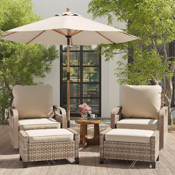 2-Person 4 Pieces Outdoor Conversation Set with Ottomans