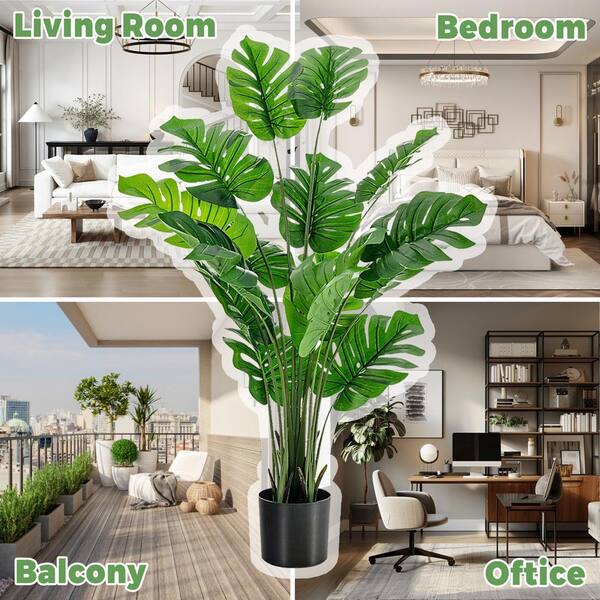 Artificial Tree in Contemporary Granite Effect Planter, Fake Monstera Silk Tree, popular Artificial Plant for Indoor and Outdoor Home Decoration