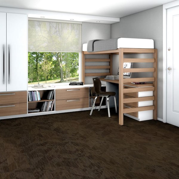 Farmington - Canvas - Brown Commercial 24 x 24 in. Glue-Down Carpet Tile Square (80 sq. ft.)