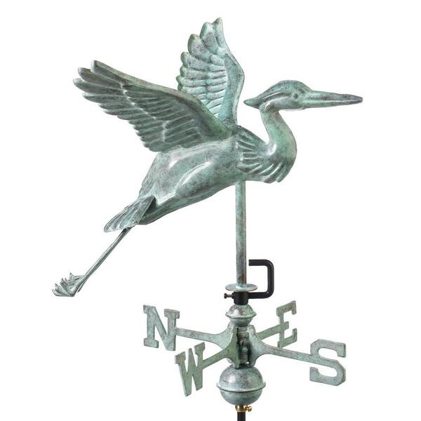 Good Directions Blue Heron Cottage Weathervane - Blue Verde Copper with Roof Mount
