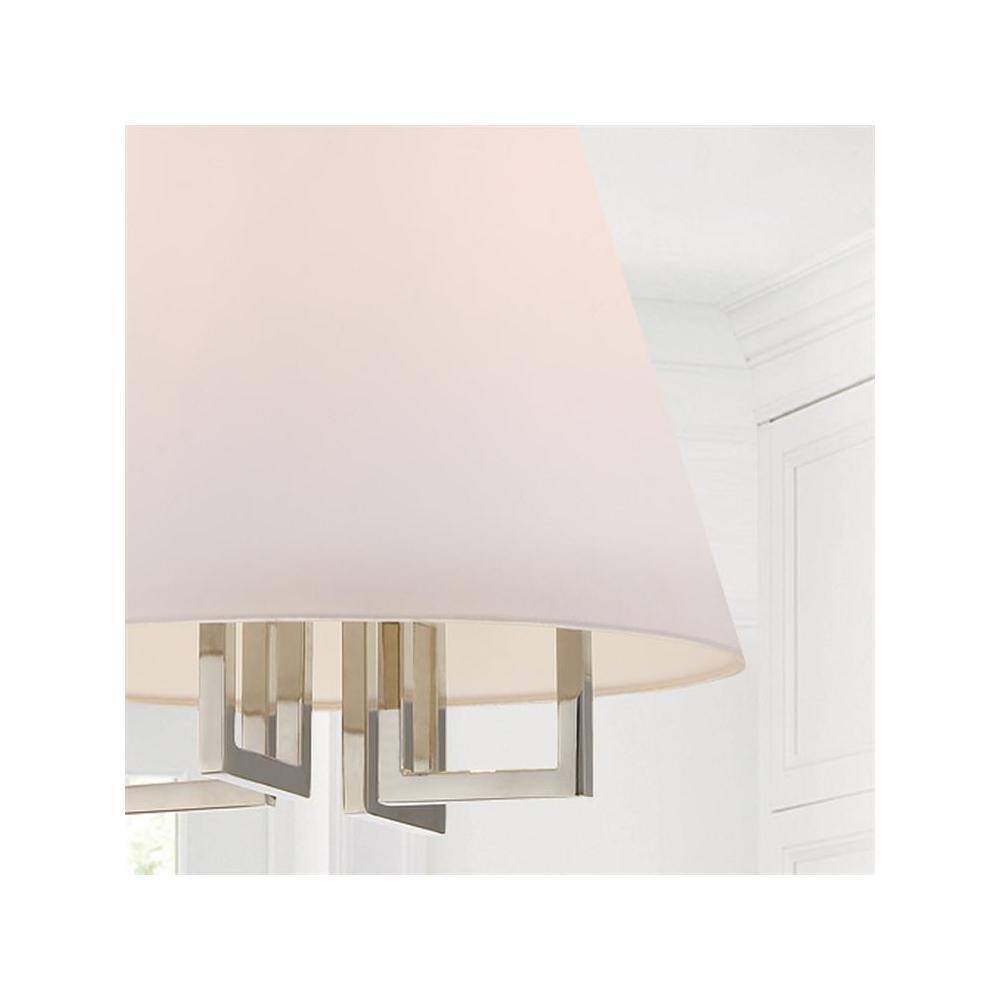 Polished Nickel Mini Chandelier with Silk Shade