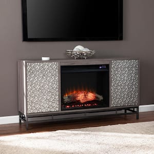 Berramy 54.25 in. Touch Panel Electric Fireplace in Gray and Gunmetal