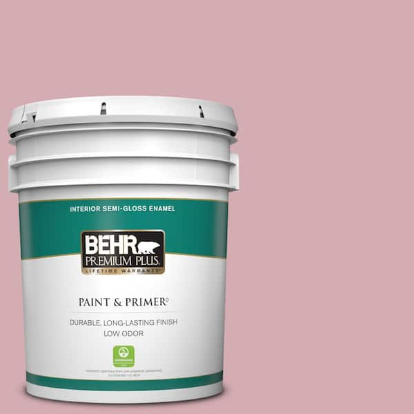 BEHR PREMIUM PLUS 5 gal. #S130-3 Ballet Rose Semi-Gloss Enamel Low