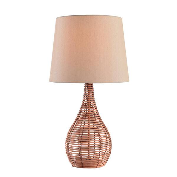 Kenroy Home Hughes 27 in. Rattan Table Lamp with Tan Shade