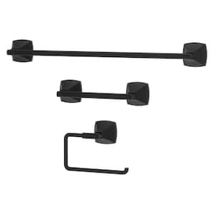 Bellance 3-Piece Bath Hardware Set with 18 in. Towel Bar Towel Ring and Toilet Paper Holder in Matte Black