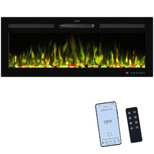 45 in. WiFi Electric Fireplace Inserts Wall Mounted Fireplace Heater with 13 Flame Colors Thermostat Timer App Control