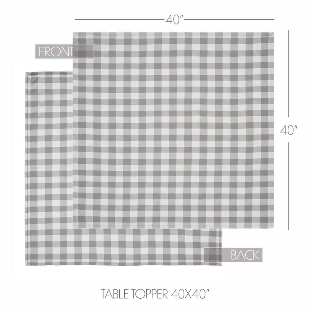 Annie 40x40 Gray and White Cotton Buffalo Check Table Topper