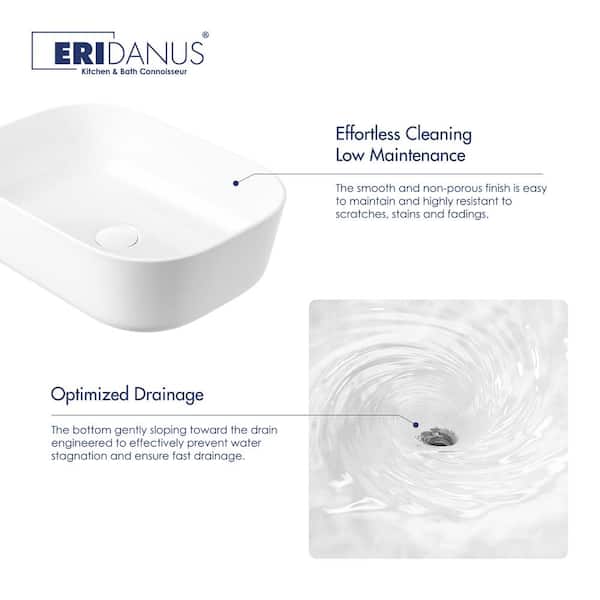 Eridanus Salerno 18 in. x 13 in. Crisp White Vitreous China