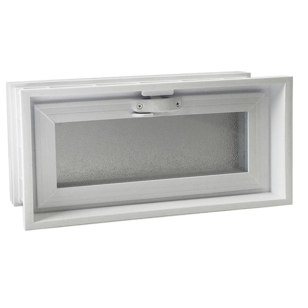 Seves Convertible 16 in. x 8 in.  Hopper Vent for 3 in. or 4 in. Thick Glass Block Windows (Actual 15.5 x 7.75 in.)