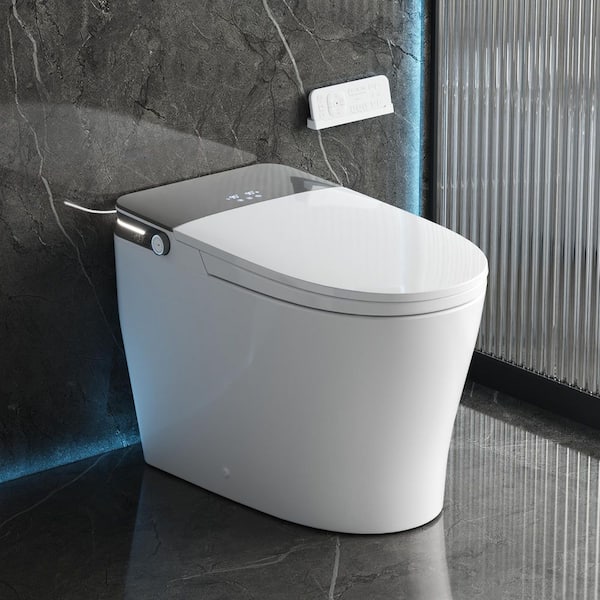 Tankless Elongated ADA Bidet Toilet 1.28 GPF in White with Auto Open/Close, Auto Flush Heated Seat and Map Flush 1000G